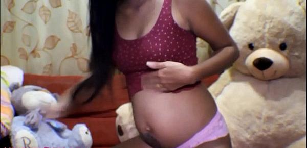  HD 16 week pregnant thai teen heather deep dido creamy squirt alone in the living room